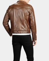 Mens Biker Soft Casual Leather Jacket Zenith Brown